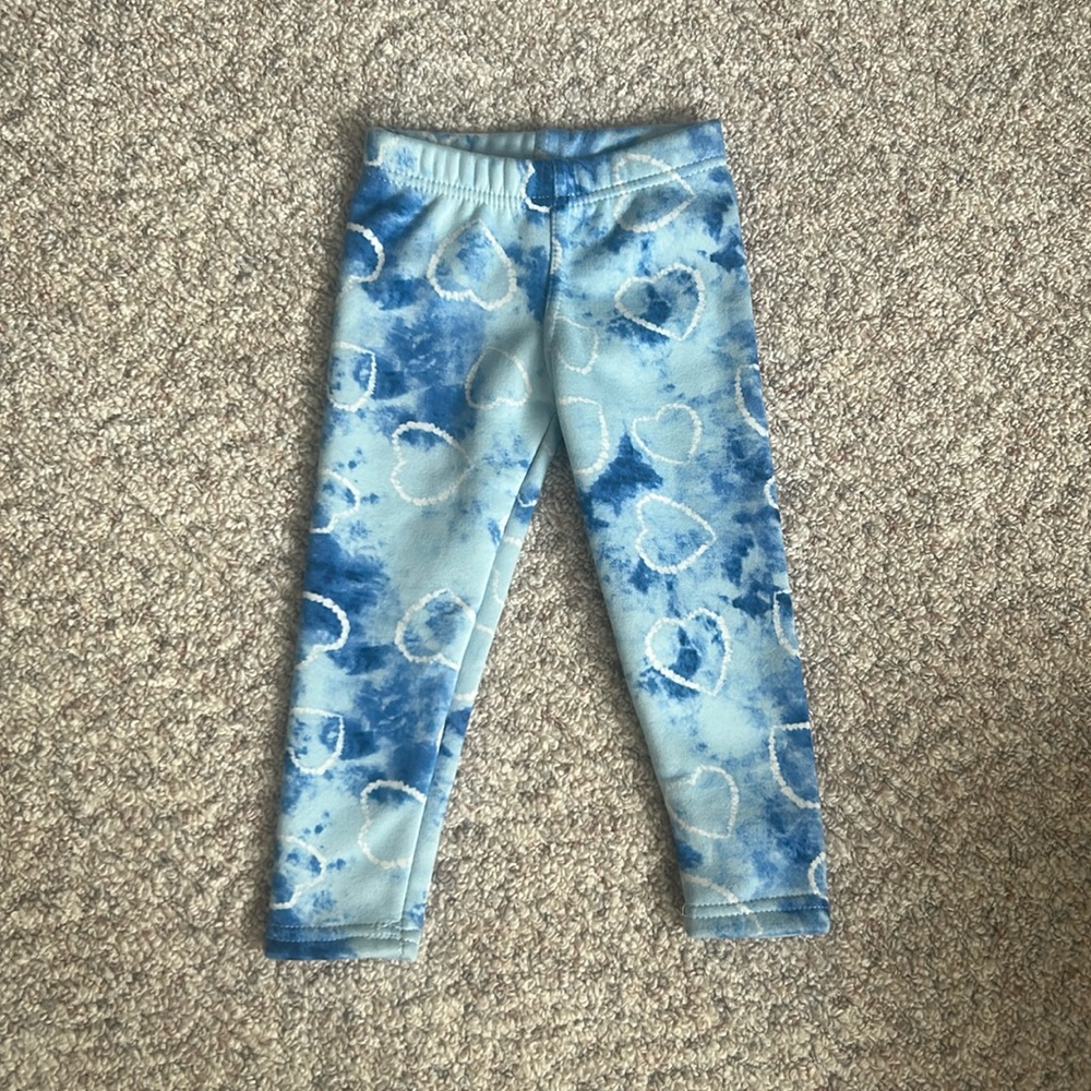 Toddler Blue Tie-Dye Heart Leggings